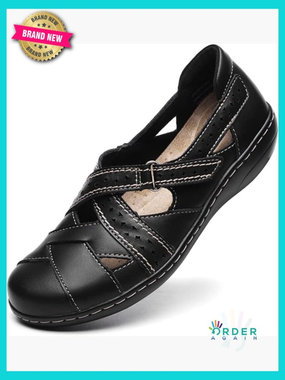 Classic Genuine Leather Loafer Slip-On Comfy Flat Sandal Everyday Walking Shoe